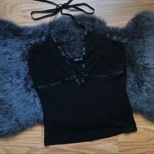 90s lil black keyhole halter top